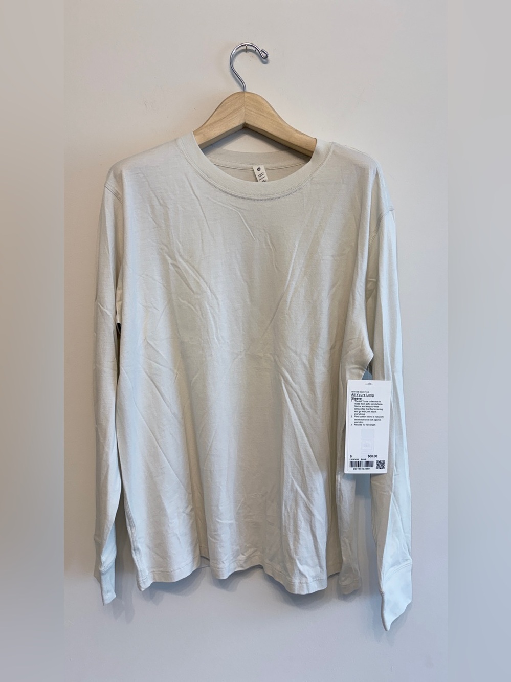Lululemon bone Pima cotton all yours long sleeve sz 6 new